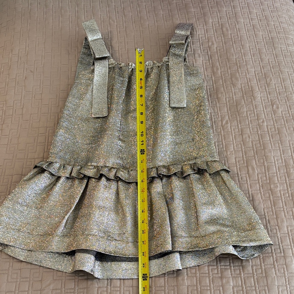 Stella McCartney Kids Metallic Gold Ruffle Dress